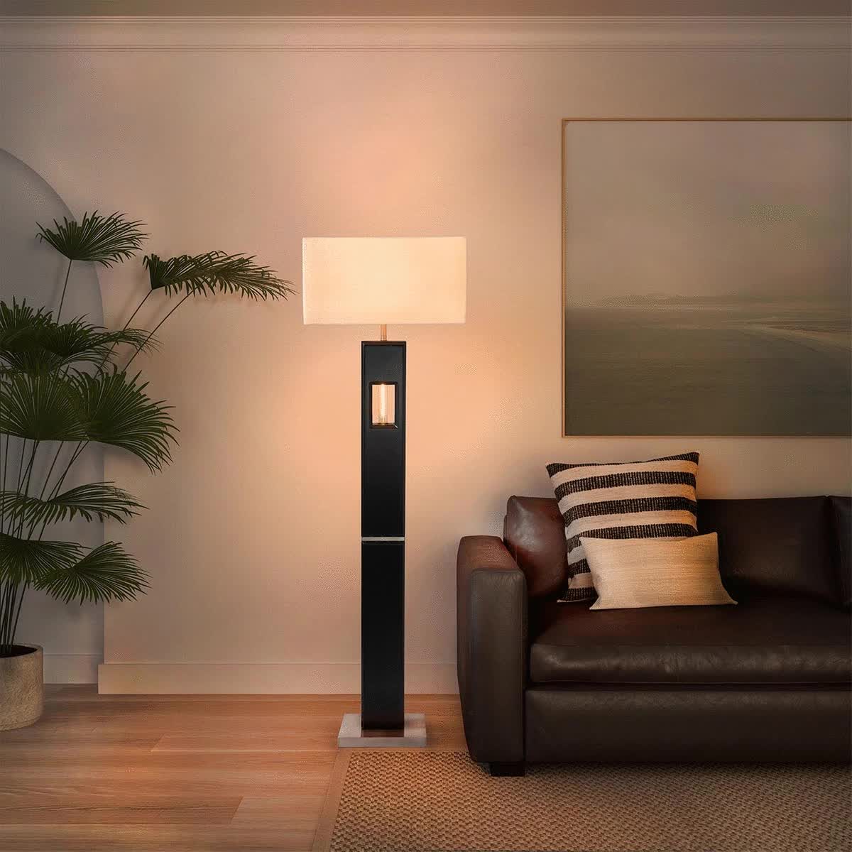 Deus Ex Machina Floor Lamp with Nightlight feature - 60", Espresso finish, 4-Way Rotary Switch, Edison LED bulb